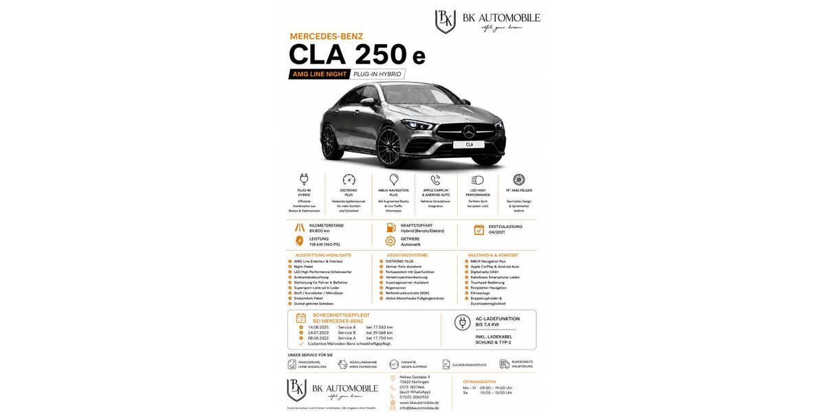 Mercedes-Benz CLA 250 89.800 km 29.900 &euro; Nürtingen bei Stuttgart 72622