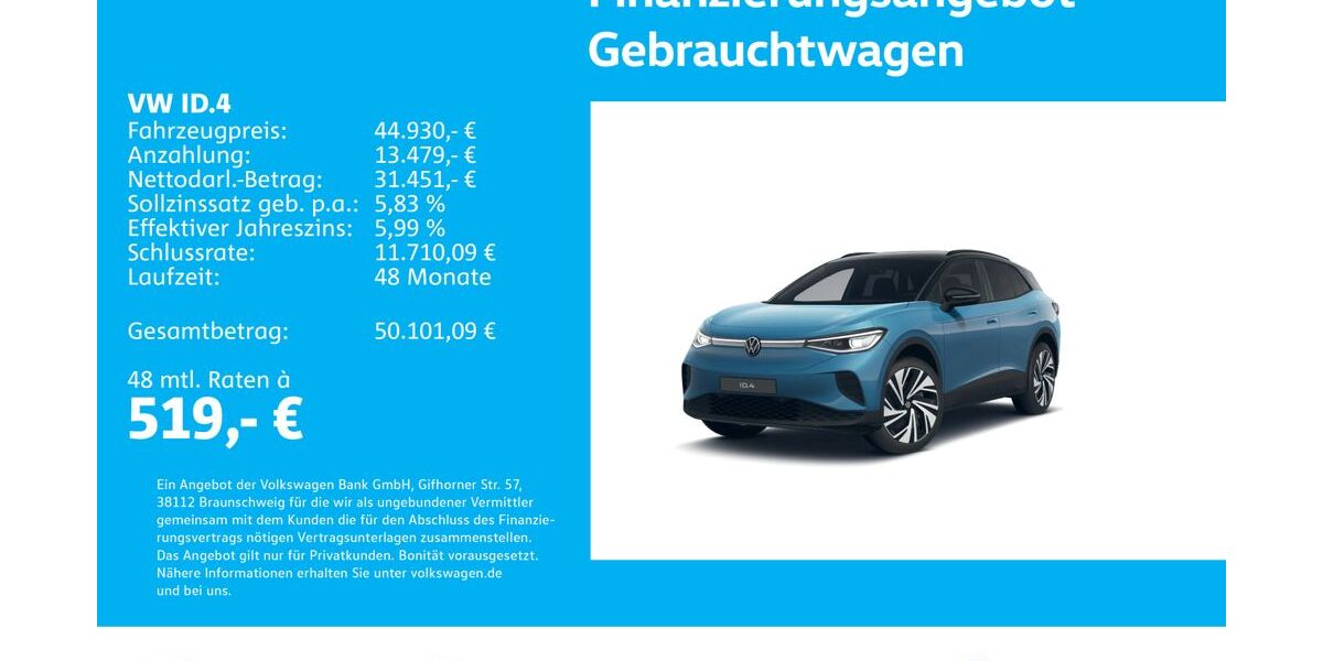 VW ID.4 15.368 km 43.930 &euro; Stuttgart-Wangen 70188